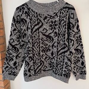 Vintage Black and Gray Patterned Sweater